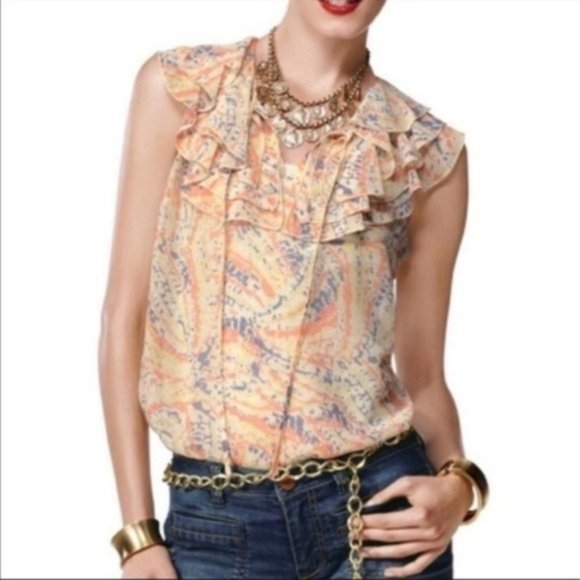 CAbi Tops - CAbi Ruffle Neck Pastel Flashback Tunic Top #837 Small